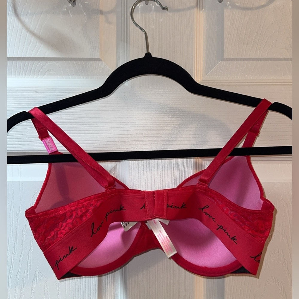 PINK Victoria's Secret Red Cheetah Laced Push Up Bra - Picture 2 of 5